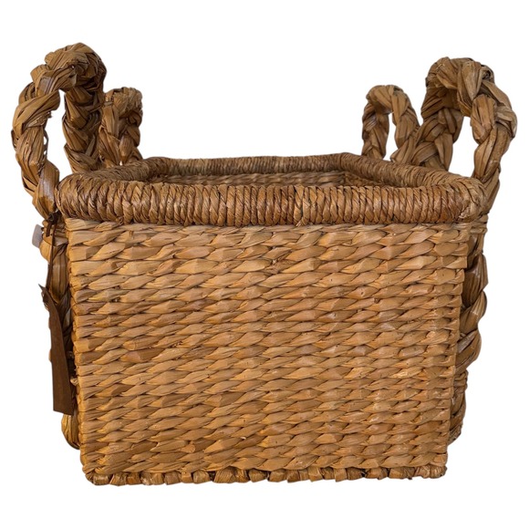Crate & Barrel Montecito Medium Rectangular Chunky Woven Basket - Picture 3 of 7